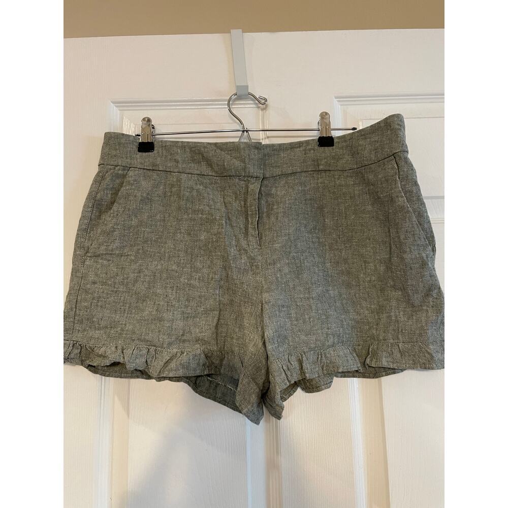 LOFT outlet Womens 4' Linen Blend Ruffle Trim Shorts Size 10